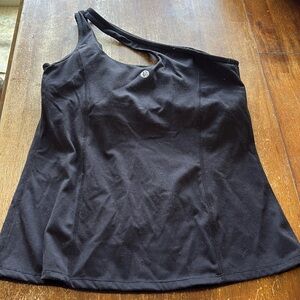 RUNNING GIRL One shoulder tank top, shelf bra inside, bra pads includes, black